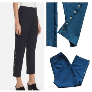 J.O.A. side snap black flat front chic Casual Nautical ankle trousers Sz XXL